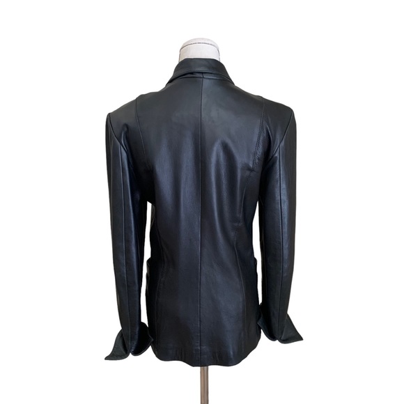 Vintage 90s Privilege Paris Black Leather Zip Up Jacket North Beach Goth Small - Picture 7 of 16